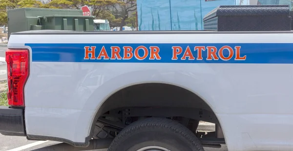 Znak Patrolu Portu Poboczu Ciężarówki Zaparkowanej Half Moon Bay Nabrzeżu — Zdjęcie stockowe