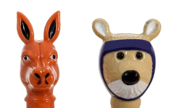 Vereinzelte Känguru Und Wallaby Spielzeugköpfe — Stockfoto