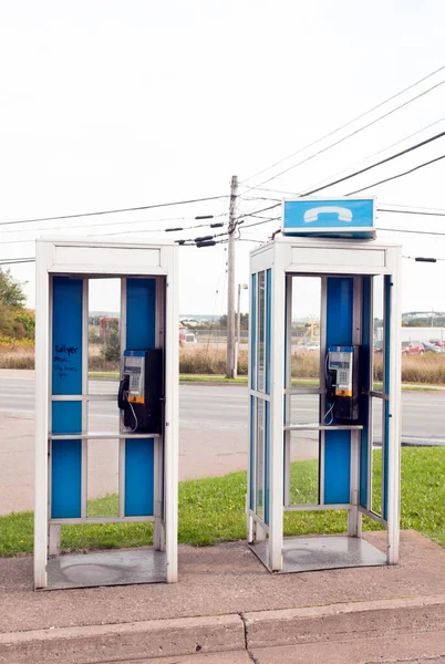 Two Vintage Outdoor Phone Booths New Brunswick Canada — Stock Photo, Image