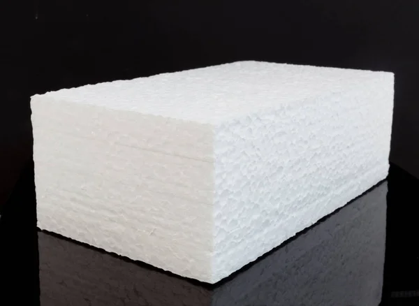 Brick Shape White Styrofoam Block Black Background — Stock Photo, Image