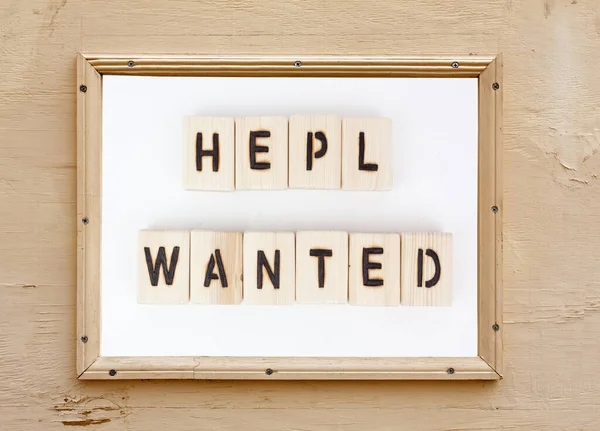 HELP WANTED Sign with misspelling. Horizontal.