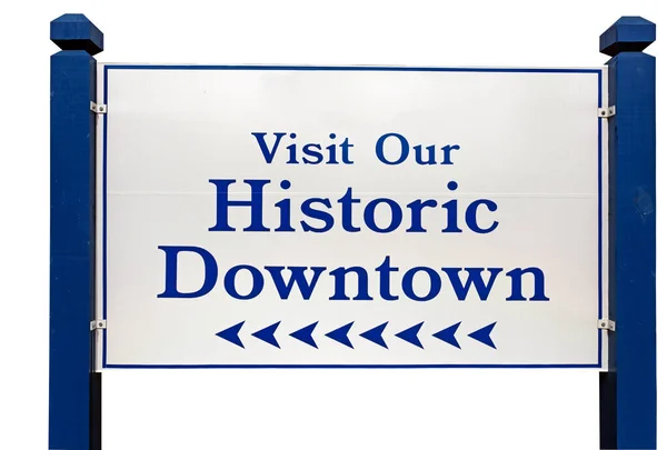 Vist Onze Geschiedenis Downtown Teken Geïsoleerd — Stockfoto