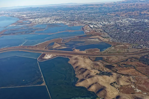 Вид Воздуха Южный Залив Сан Франциско Восточные Прибрежные Горы — стоковое фото