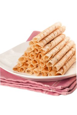 Beyaz arka plan üzerinde izole Rulo Gofret