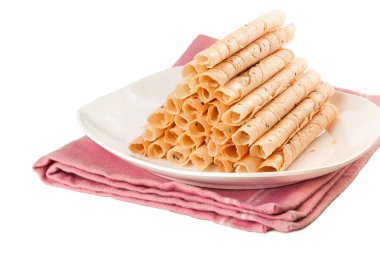 Beyaz arka plan üzerinde izole Rulo Gofret