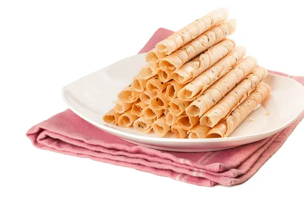 Beyaz arka plan üzerinde izole Rulo Gofret