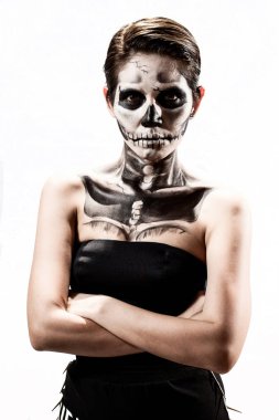 İskelet - Halloween Tema boyalı kadınlar.