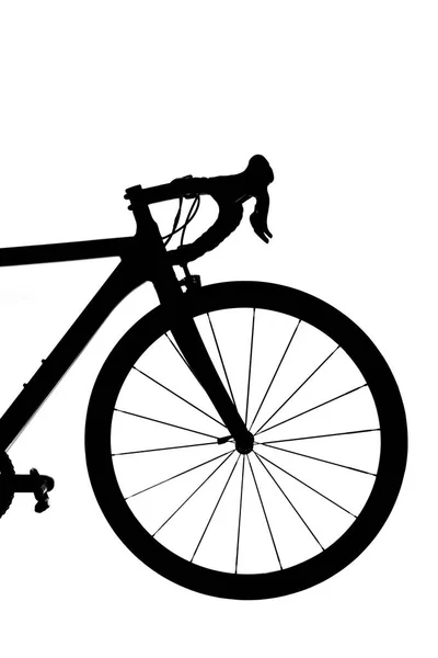 Framhjul Gaffel Styret Roadbike Siluett Vit Bakgrund — Stockfoto