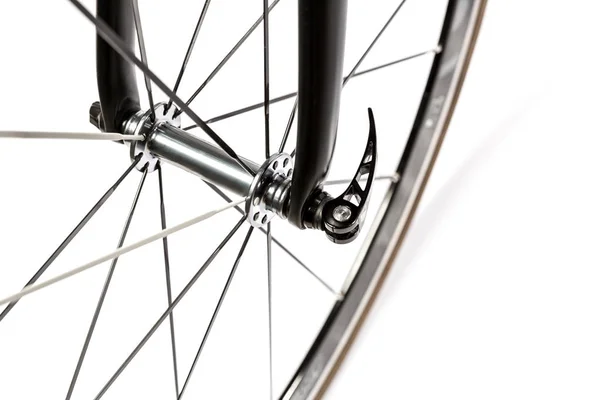 Beyaz arka plan üzerinde yol bisiklet ön hazne.