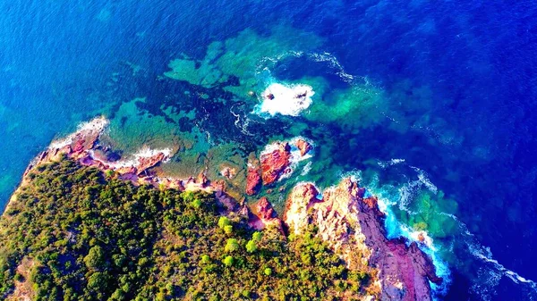 Воздушный Вид Побережье Острова Корсика — стоковое фото