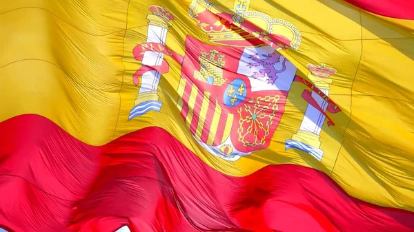 大きな風の中でスペインの国旗のクローズアップ — ストック写真