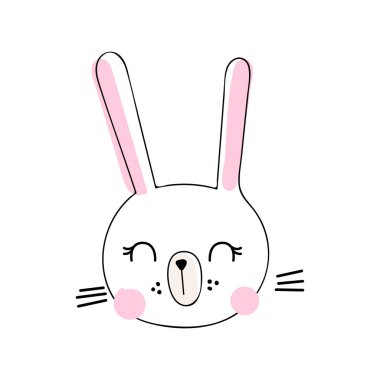 Çizgi film sevimli hayvan yüzleri beyaz arka plan üzerinde ayarlayın. Kreş hayvan yüzleri. Vektör çizimler