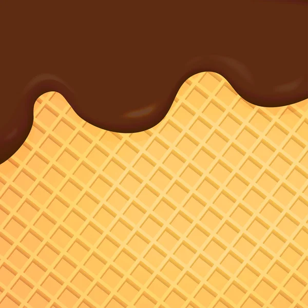Smelten Van Chocolade Met Wafer Achtergrond — Stockvector