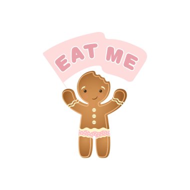 Beyaz, logo iilustration izole işareti bayrak, holding zencefilli kurabiye adam şirin kurabiye simge