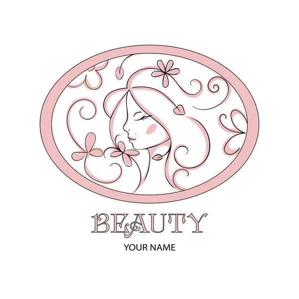 美容院标志 年轻美丽的女人的花卉简介 美丽的女人头抽象标志模板化妆品水疗头发标志概念图标 — 图库矢量图片#