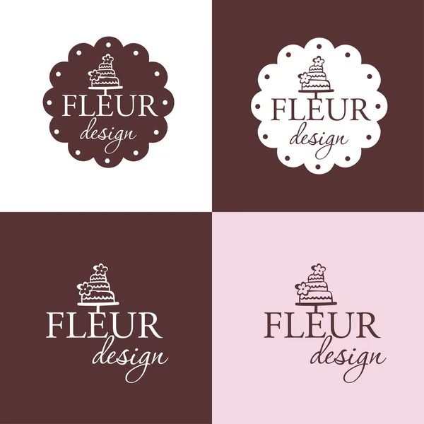 Ensemble Étiquettes Autocollants Logo Pour Boulangerie Pâtisserie Macaro Confiserie Modèle — Image vectorielle