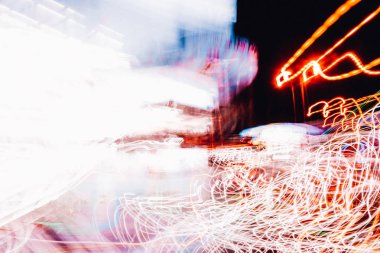 Çok renkli neon ışık duvar kağıdı, uzun pozlama.