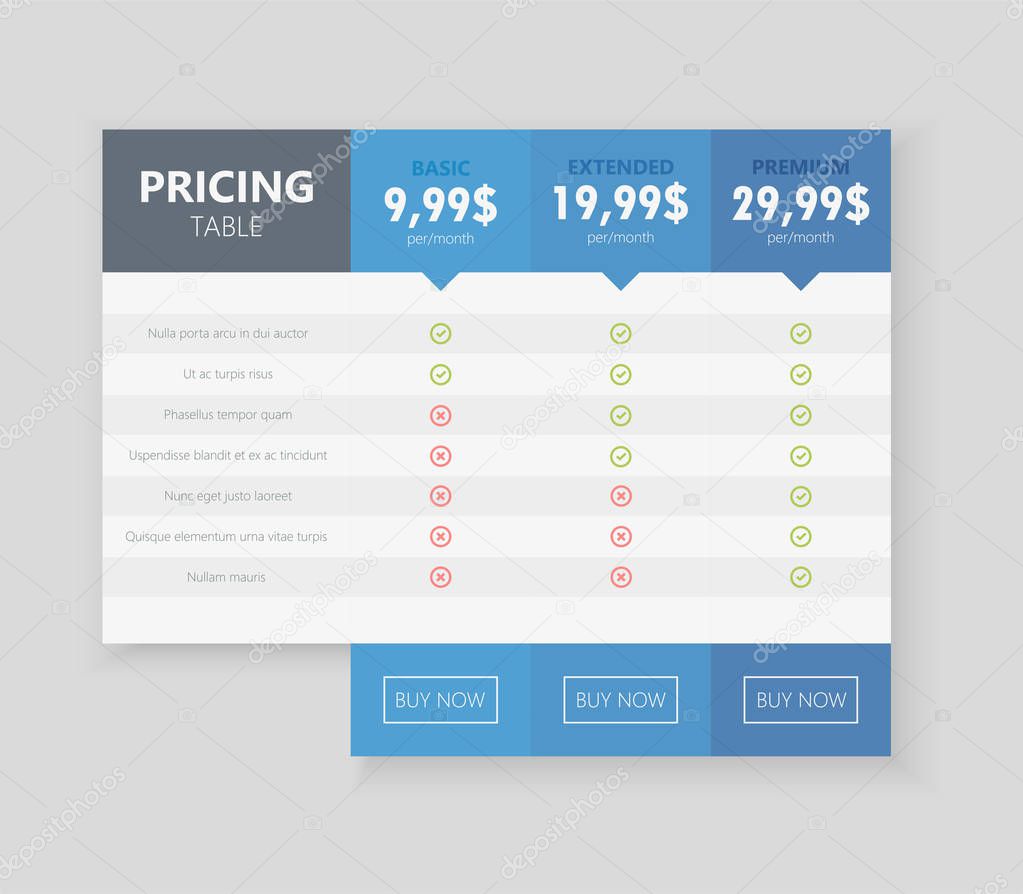 Beautiful template for price table