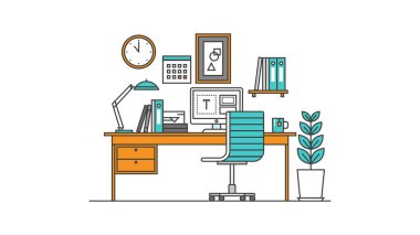 Ofis çalışması vektör illüstrasyonu