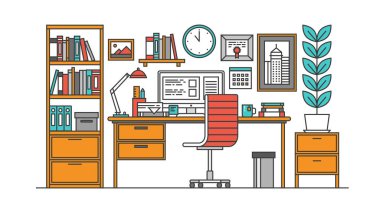 Vektör işyeri. Dolap. Düz Vuruş Tasarımı