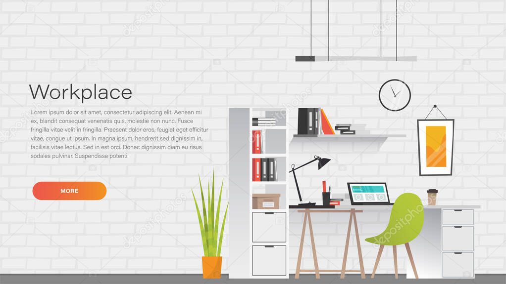 Vector workplace. Cabinet. Flat Design