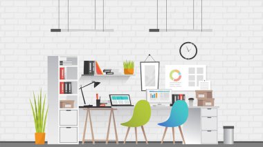 Vektör işyeri. Dolap. Düz Tasarım. Web tasarımı için pankart