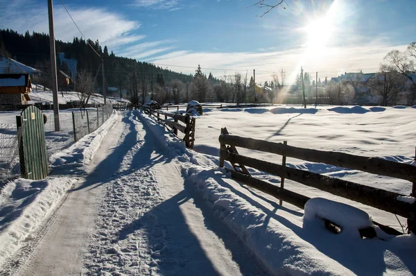 Winter Schnee Landschaft Karpaten Neujahr Weihnachten — Stockfoto