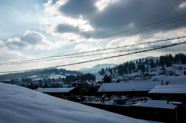 Winter Schnee Landschaft Karpaten Neujahr Weihnachten Berge — Stockfoto