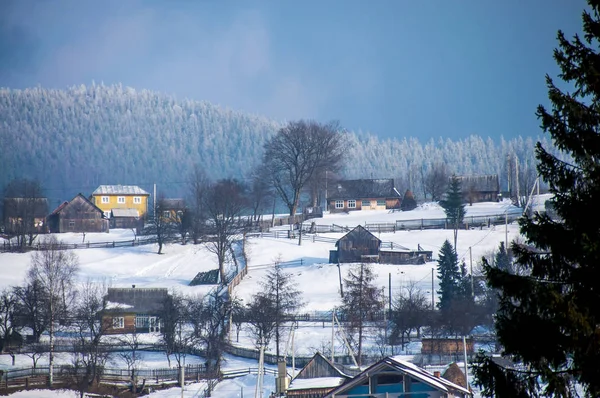 Winter Schnee Landschaft Karpaten Neujahr Weihnachten Berge — Stockfoto