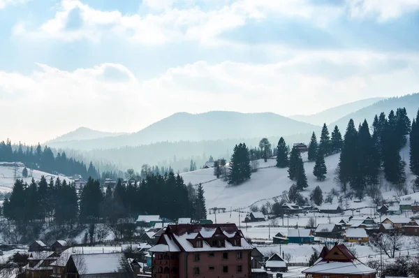 Winter Schnee Landschaft Karpaten Neujahr Weihnachten Berg — Stockfoto