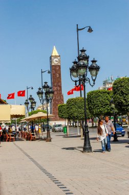 Tunis, Tunus - 18 Haziran, 2007.The Saat Kulesi başkenti