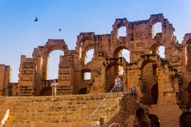 El Jem, Tunus, Haziran 14 2007 yılında Roma amfi tiyatro kalıntıları