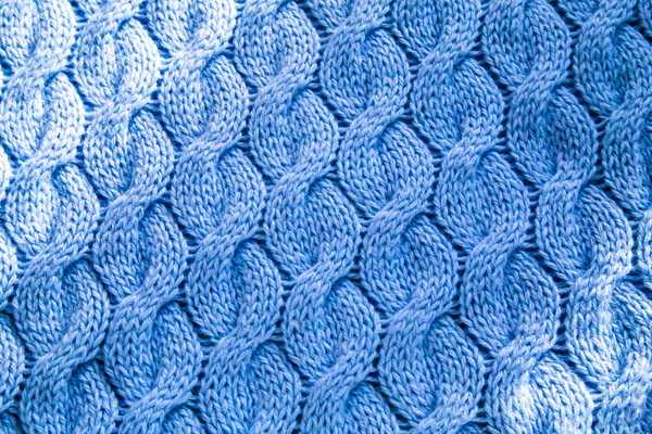 针织面料背景纹理 蓝色羊毛针织品 — 图库照片