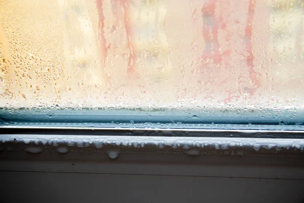 Das Problem Kunststofffenster Vernebeln Außerhalb Des Fensters Verschwommenes Bild Von — Stockfoto