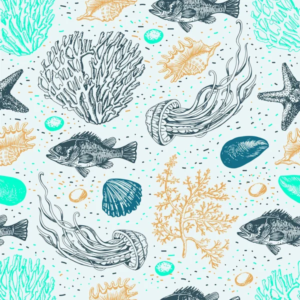 海洋の装飾的なパターン — ストックベクタ