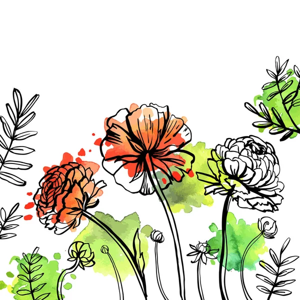 Dekoratif çiçek desenli, vektör, illüstrasyon