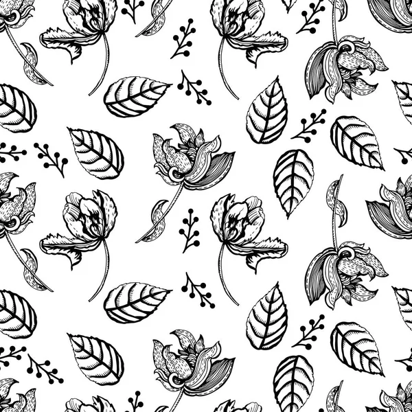白い様式化された花パターンのグラフィック パターン — ストックベクタ