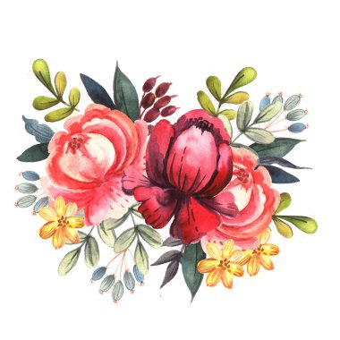 Resimde suluboya parlak çiçek