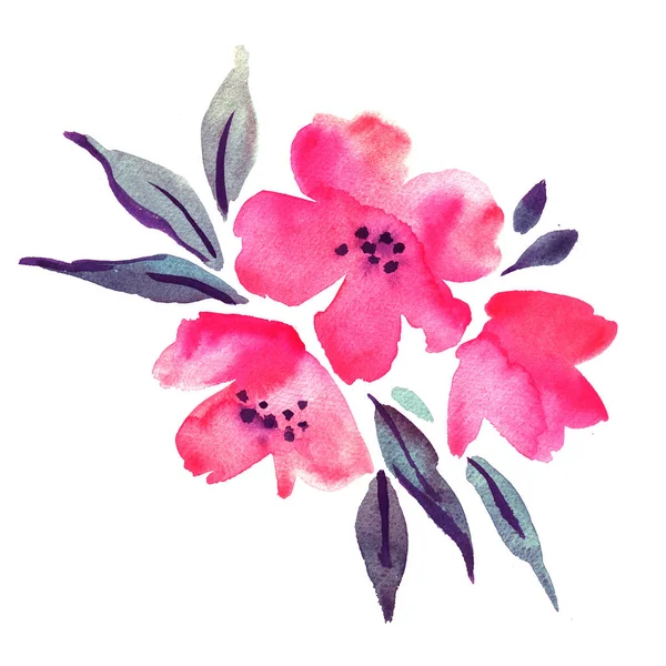 Ilustración Acuarela Flores Rosadas — Foto de Stock