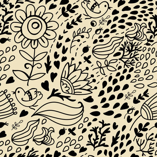 Doodle Grafisches Blumenmuster — Stockvektor