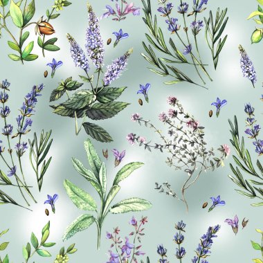 Kokulu otlar ile suluboya desen