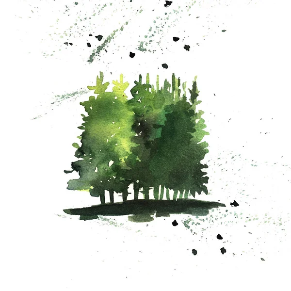 Acquerello Disegno Astratto Foresta — Foto Stock