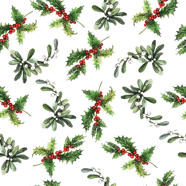 Watercolor Christmas Decorative Floral Pattern — Stock Photo, Image