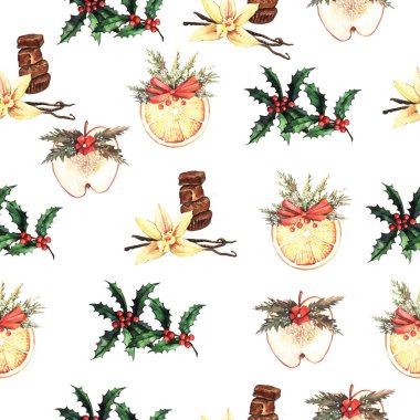 Noel süslemeleri ve üzerinde beyaz izole tatlılar ile kesintisiz kesmek