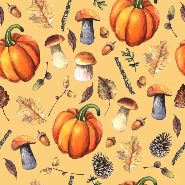 Akvarel Podzim Bezproblémové Vzor Bezešvé Pro Textilie Papíru Jiných Tisk — Stock fotografie