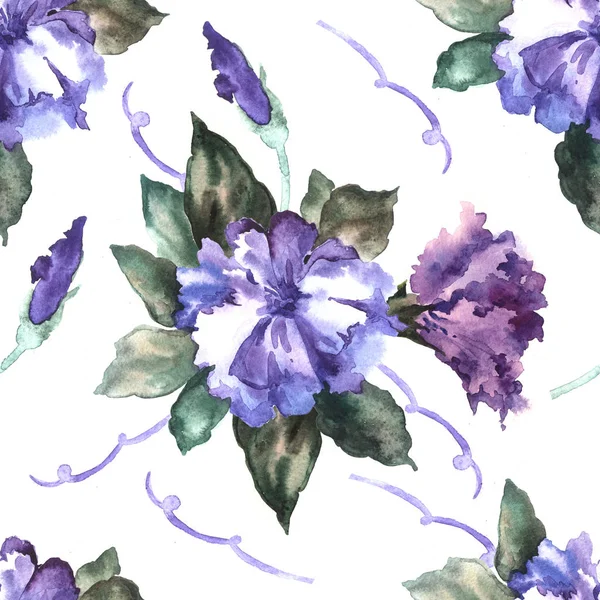 Akvarel Květy Bavlny Skutečné Akvarel Vzor Bezešvé Pro Různé Dekorativní — Stock fotografie