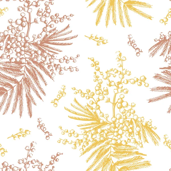 图形无缝的Mimosa 无缝图案 用于装饰各种表面 复古动机 — 图库矢量图片