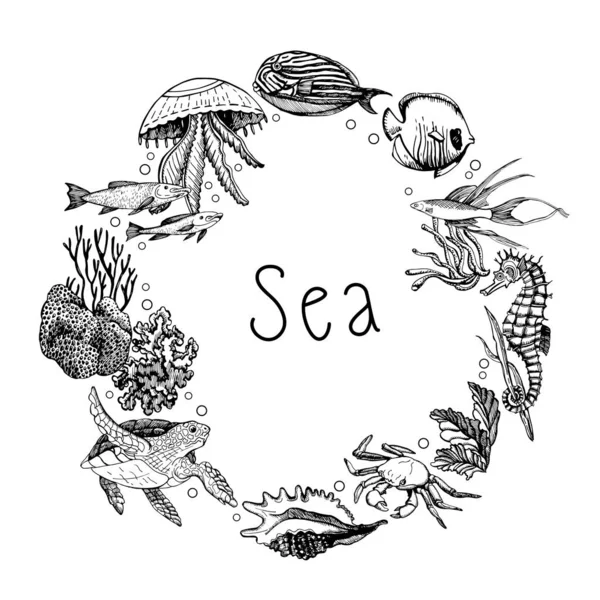 Морской декоративный узор — стоковый вектор