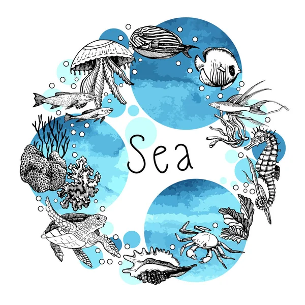 海洋の装飾的なパターン — ストックベクタ