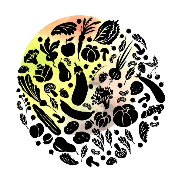 Légumes Fruits Graphiques Isolés Sur Fond Blanc — Image vectorielle